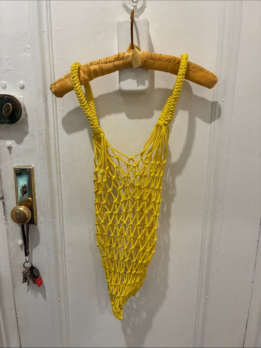 Bright yellow string nylon bag